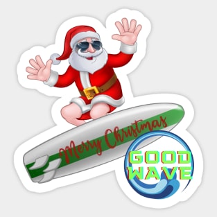 Santa on Good Waves Sticker